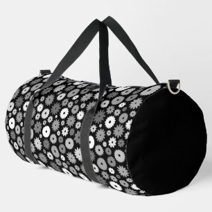 Monochrome Blütenmuster Duffle Bag