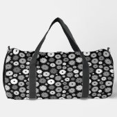 Monochrome Blütenmuster Duffle Bag (Vorderseite)