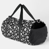Monochrome Blütenmuster Duffle Bag (Rechte Ecke)