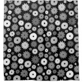 Monochrome Blütenmuster Duschvorhang (Vorderseite)