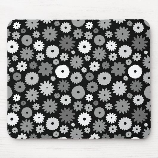 Monochrome Blütenmuster Mousepad (Vorne)