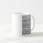 Monochrome Boho Knit Sampler | Tribal Geometric Kaffeetasse (VorderseiteRechts)