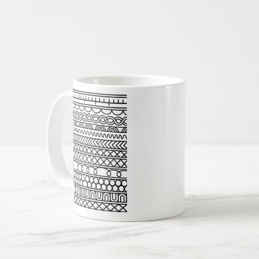 Monochrome Boho Knit Sampler | Tribal Geometric Kaffeetasse (Vorderseite Links)