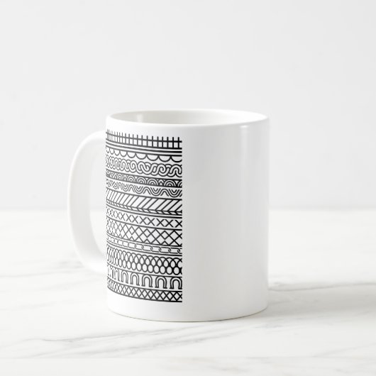 Monochrome Boho Knit Sampler | Tribal Geometric Te Kaffeetasse (Vorderseite Links)