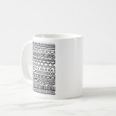 Monochrome Boho Strick-Sampler | Tribal geometrisc Kaffeetasse (Vorderseite Links)