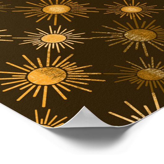 Monochrome Bohsonnenmuster Poster (Ecke)