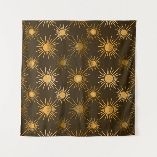 Monochrome Bohsonnenmuster Wandteppich (Vorderseite)