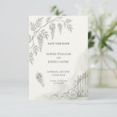 Monochrome botanische Hochzeit 'Save The Date' Save The Date (Stehend Vorderseite)