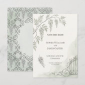 Monochrome botanische Hochzeit 'Save The Date' Save The Date (Vorne/Hinten)
