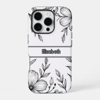Monochrome Botanische Linie Art Smartphone iPhone 16 Pro Hülle