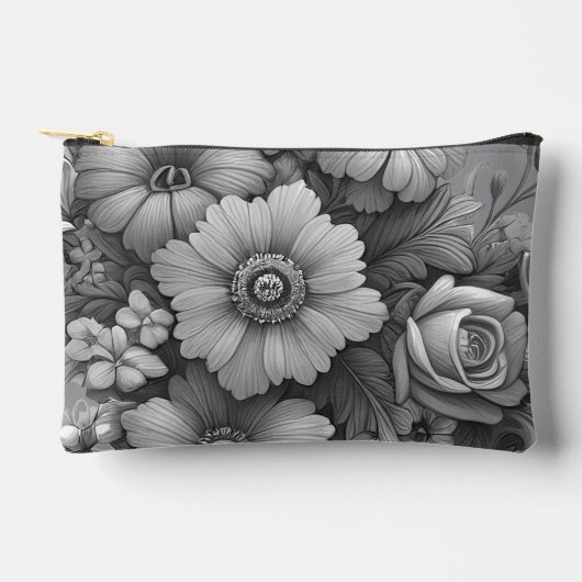 Monochrome Bouquet von Blume Zubehörtasche (Vorderseite)