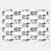 Monochrome Bunny & Egg Minimalistisches Set von 3 Geschenkpapier Set (Vorderseite 2)
