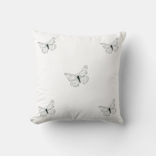 🖼️ monochrome Butterfly-Elegance - Quadrat-Wirbel Kissen