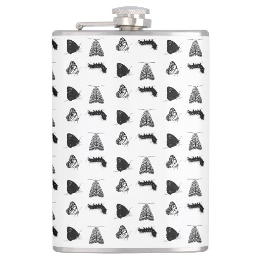 Monochrome Butterfly Flachmann (Vorderseite)