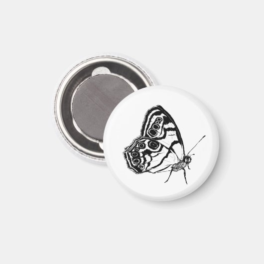 Monochrome Butterfly Magnet (Vorderseite/Rückseite)
