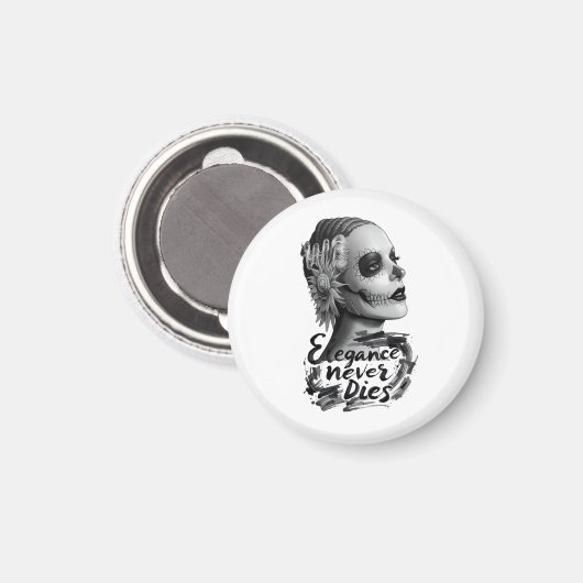 Monochrome Calavera Magnet (Vorderseite/Rückseite)