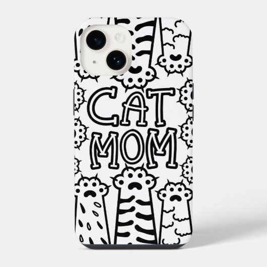 Monochrome Cat-Mama iPhone Hülle (Rückseite)