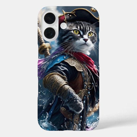 Monochrome Cat Pirate - Art iPhone Case (Rückseite)