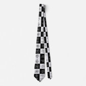 Monochrome Checkerboard-Blume Elegantes Muster Krawatte (Vorderseite)