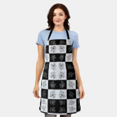 Monochrome Checkerboard-Blume Elegantes Muster Schürze (Getragen)