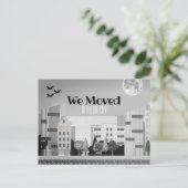 Monochrome City Skyline Wir bewegten Ankündigung Postkarte (Stehend Vorderseite)