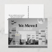 Monochrome City Skyline Wir bewegten Ankündigung Postkarte (Vorne/Hinten)