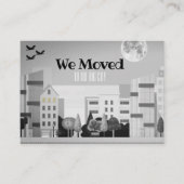 Monochrome City Skyline Wir haben eine neue Adress Visitenkarte (Vorderseite)