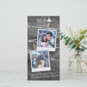 Monochrome Color Pop 2-Foto-Chrismukkah-Karte (Stehend Vorderseite)