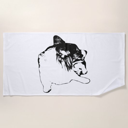 Monochrome Corgi-Klarheit Strandtuch (Vorderseite)