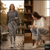 Monochrome Crowded Dog Face Breed Pattern Leggings