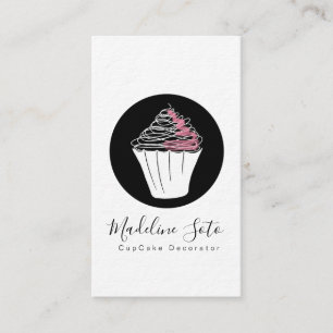 Monochrome-Cupcake-Backen-Cake-Dekorateur Visitenkarte