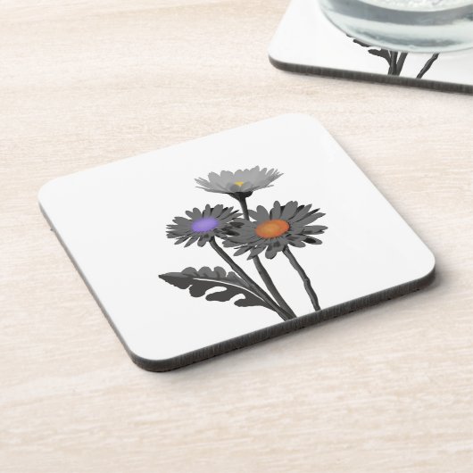 Monochrome Daisys Getränkeuntersetzer (Linke Seite)