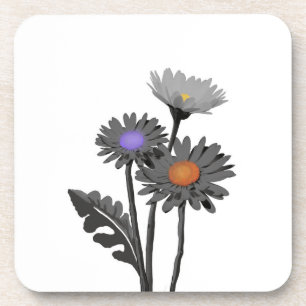 Monochrome Daisys Getränkeuntersetzer