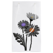 Monochrome Daisys mit farbigen Geschenktüten für d