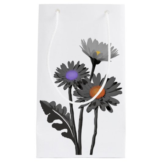Monochrome Daisys mit farbigen Geschenktüten für d Kleine Geschenktüte (Vorderseite)