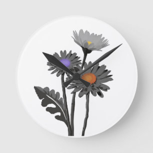 Monochrome Daisys Wall clock Runde Wanduhr