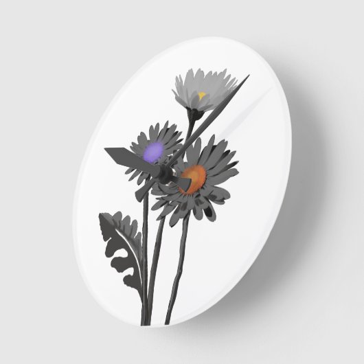 Monochrome Daisys Wall-Uhr Runde Wanduhr (Winkel)