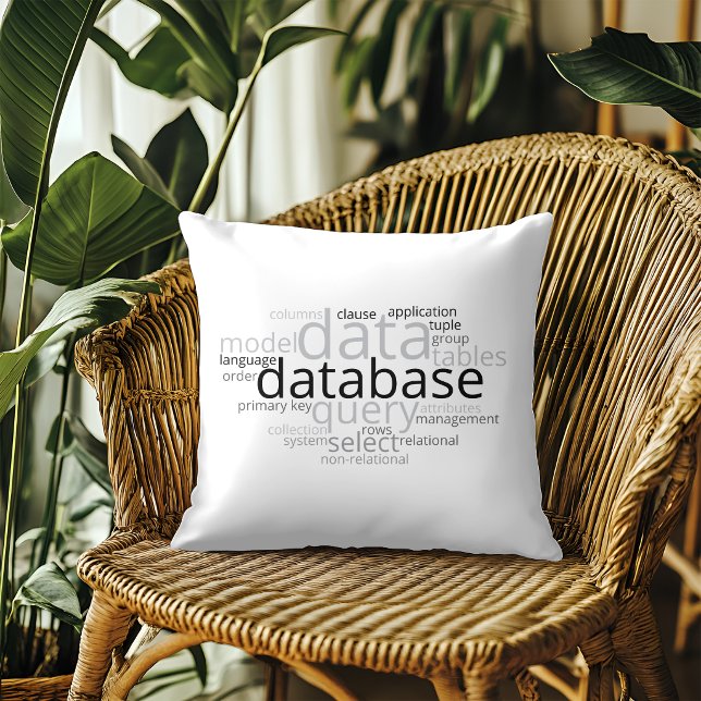 Monochrome Datenbank Word Cloud v2 Kissen (Von Creator hochgeladen)