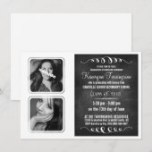 Monochrome Deluxe Doppelkhalkboard Grand Foto Einladung (Vorne/Hinten)