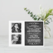 Monochrome Deluxe Doppelkhalkboard Grand Foto Einladung (Stehend Vorderseite)