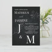 Monochrome Deutsche Und Script Hochzeit  Einladung (Stehend Vorderseite)