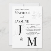 Monochrome Deutsche Und Script Hochzeit Einladung (Vorderseite)