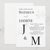 Monochrome Deutsche Und Script Hochzeit Einladung (Vorne/Hinten)