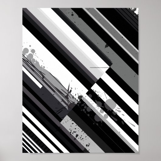 Monochrome diagonale Abstraktion Poster (Vorne)