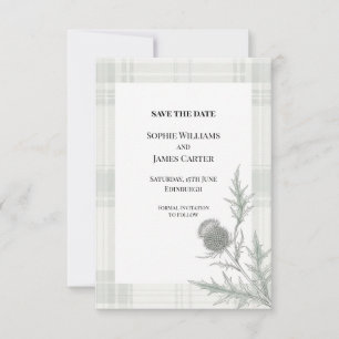 Monochrome Distel-Hochzeit Save The Date