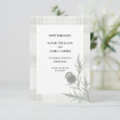 Monochrome Distel-Hochzeit Save The Date (Stehend Vorderseite)