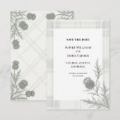 Monochrome Distel-Hochzeit Save The Date (Vorne/Hinten)
