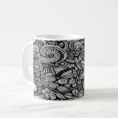 Monochrome Doodle-Tasse - Ein handGezeichnet Wunde Kaffeetasse (Vorderseite Links)