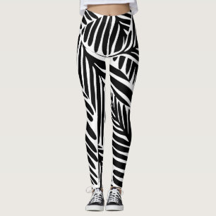 Monochrome Dschungel-Geometrie nahtloses Muster Leggings