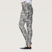 Monochrome dunkelgraue Rosen Leggings (Links)